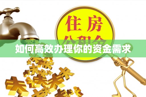 沙河如何高效办理你的资金需求
